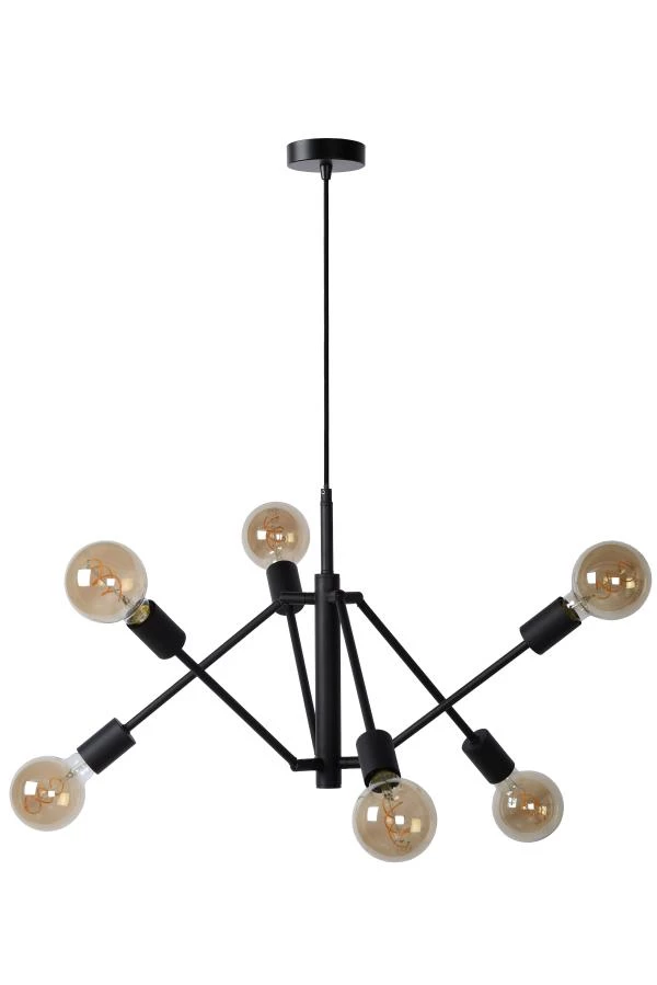 Lucide LESTER - Pendant light - 6xE27 - Black - off